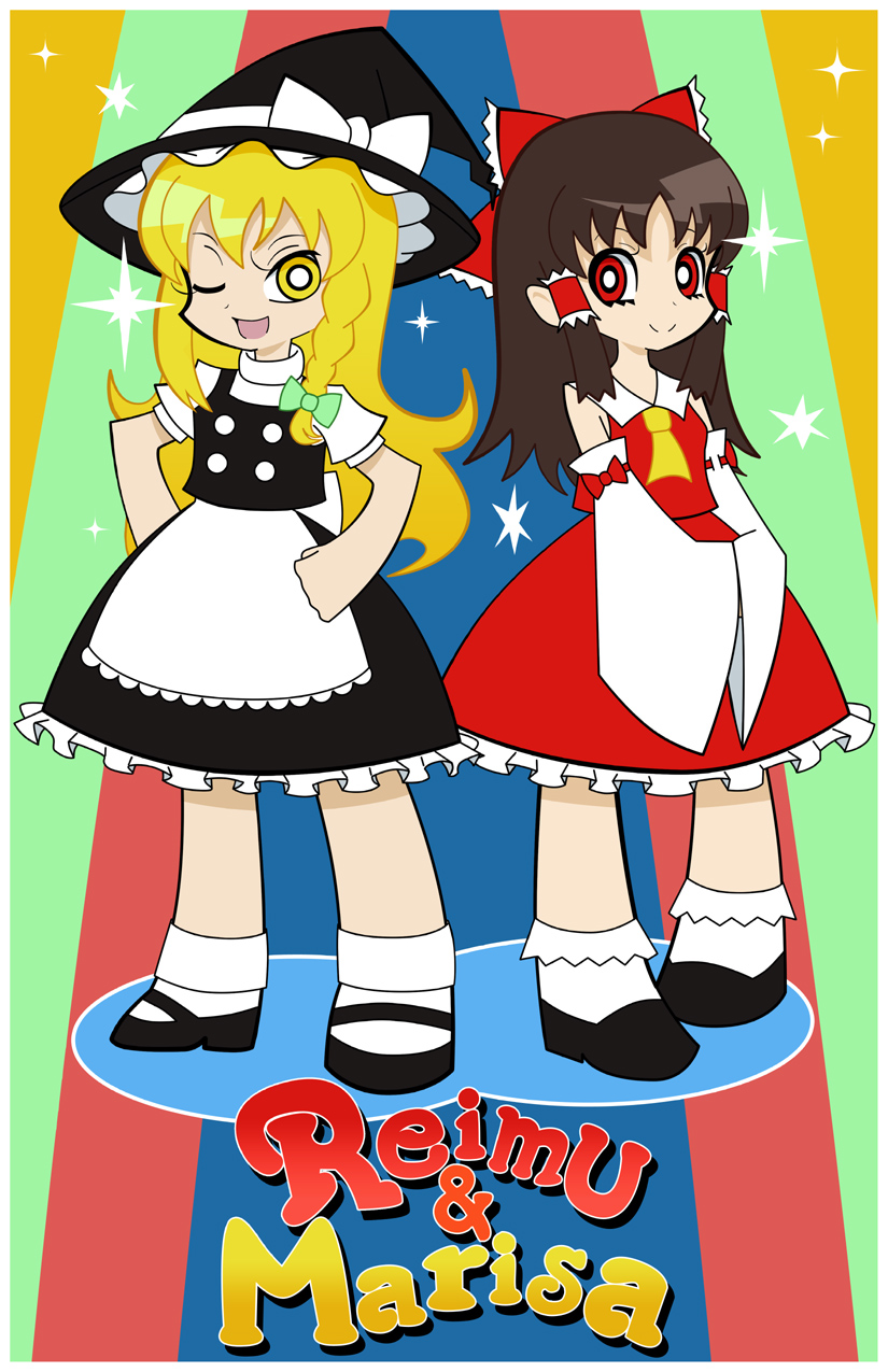 hakurei_reimu, kirisame_marisa, miss-it-girl, panty_&_stocking_with_garterbelt, parody, touhou