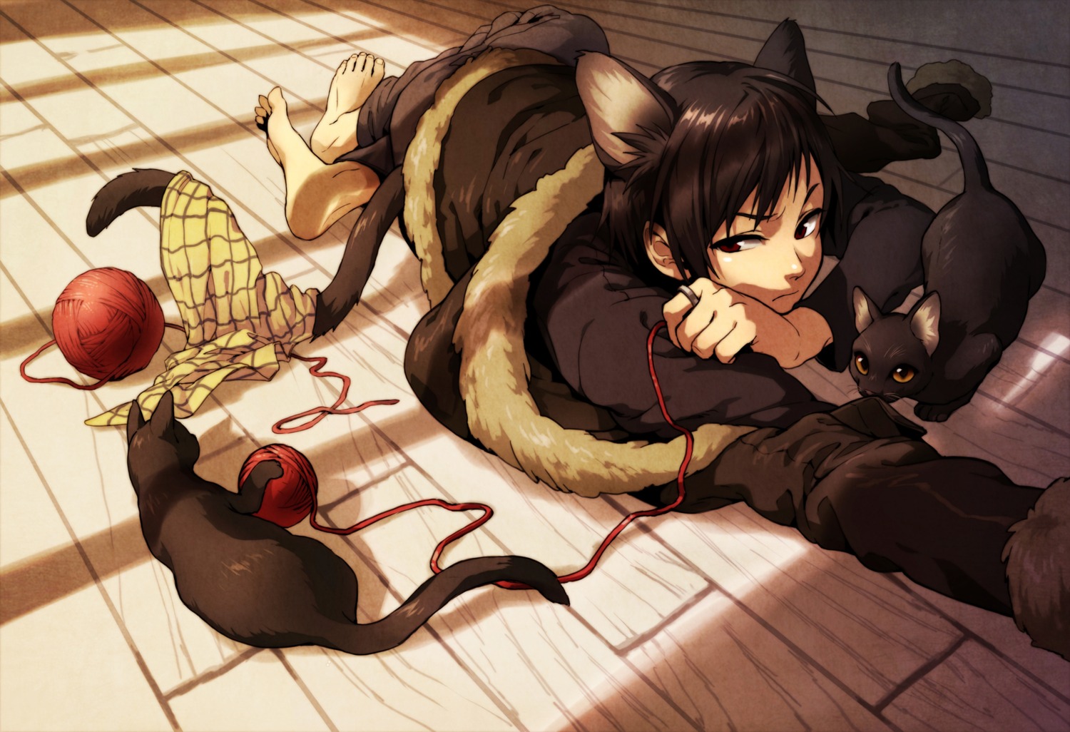 animal_ears, durarara!!, male, neko, nekomimi, nogu, orihara_izaya, tail