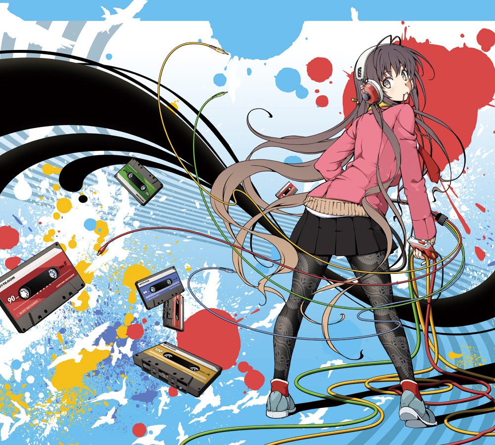 aka_ringo, headphones, pantyhose