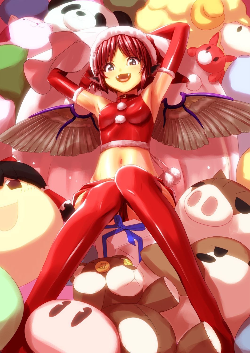 asahina, christmas, mystia_lorelei, thighhighs, touhou, wings