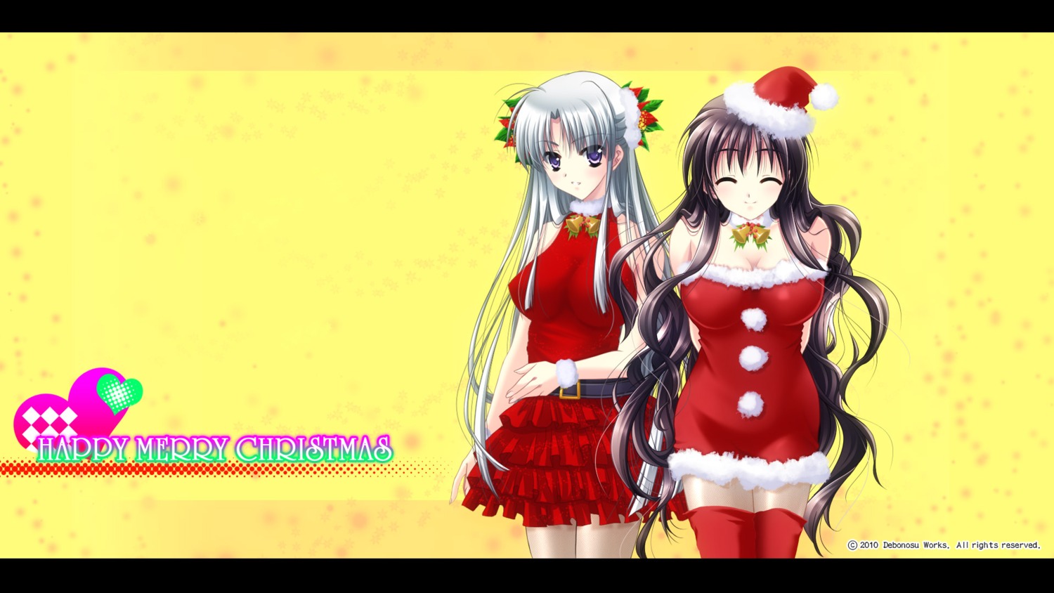 christmas, debonosu, kagura_gensoutan, thighhighs, wallpaper, yamamoto_kazue