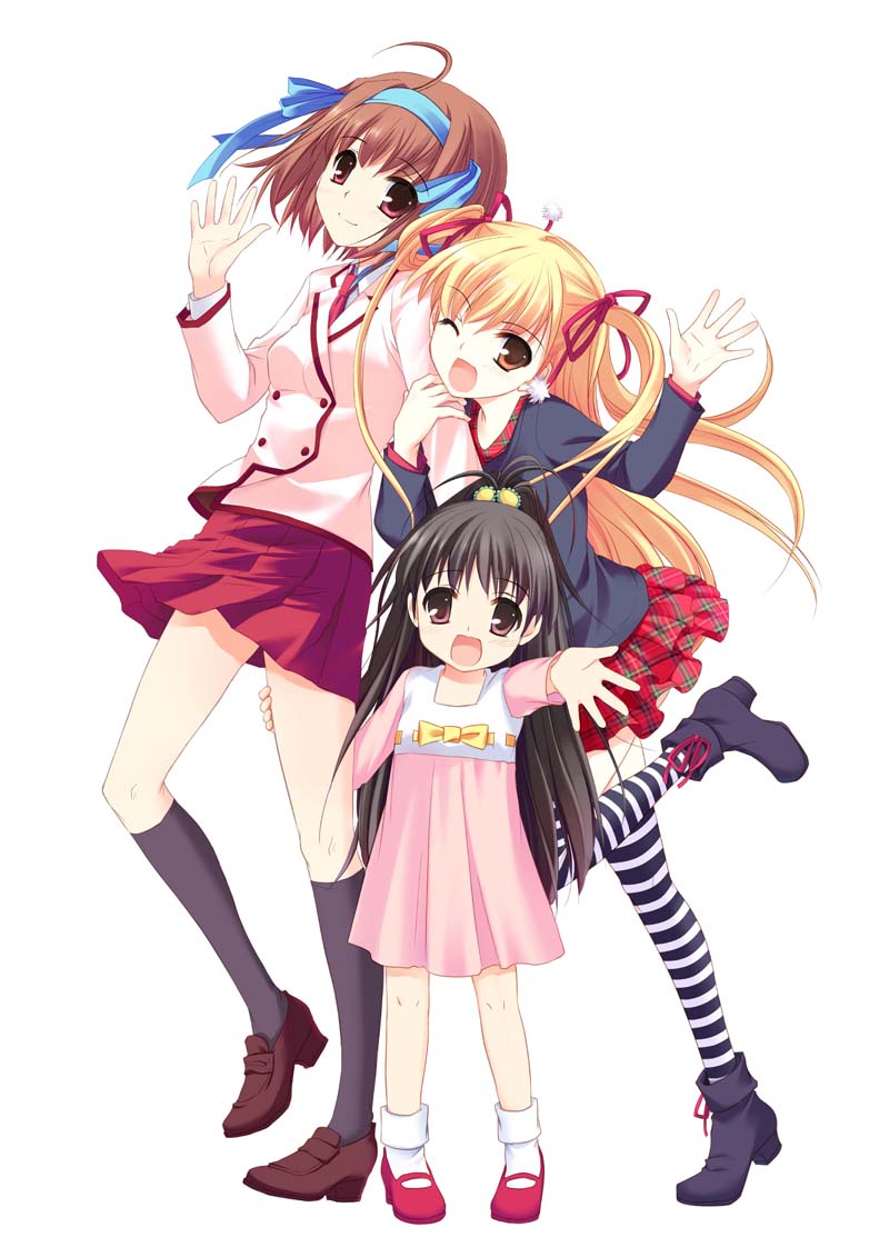 nakajima_yuka, papa_no_iukoto_wo_kikinasai!, seifuku, takanashi_hina, takanashi_miu, takanashi_sora, thighhighs