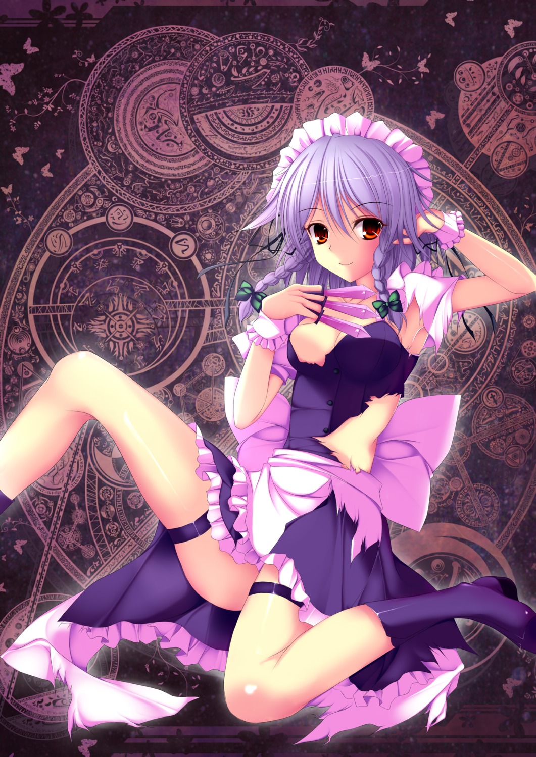 brunhilde, garter, izayoi_sakuya, torn_clothes, touhou