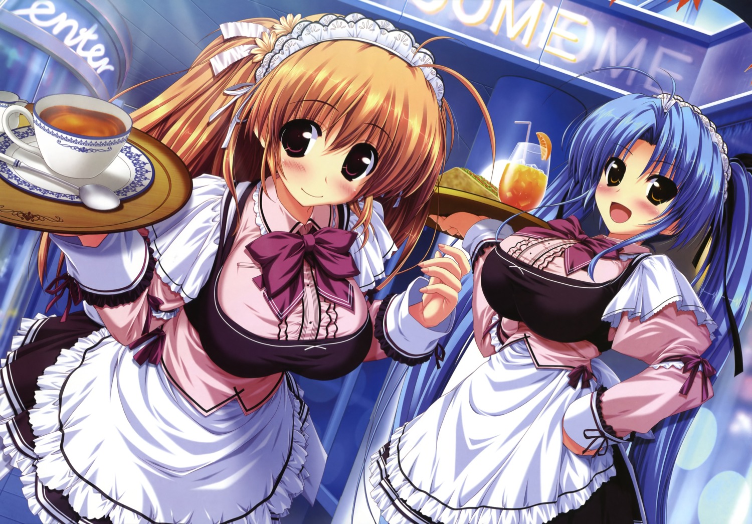 clochette, himekawa_fuuka, kamikaze_explorer, maid, okihara_kotoha, oshiki_hitoshi, waitress