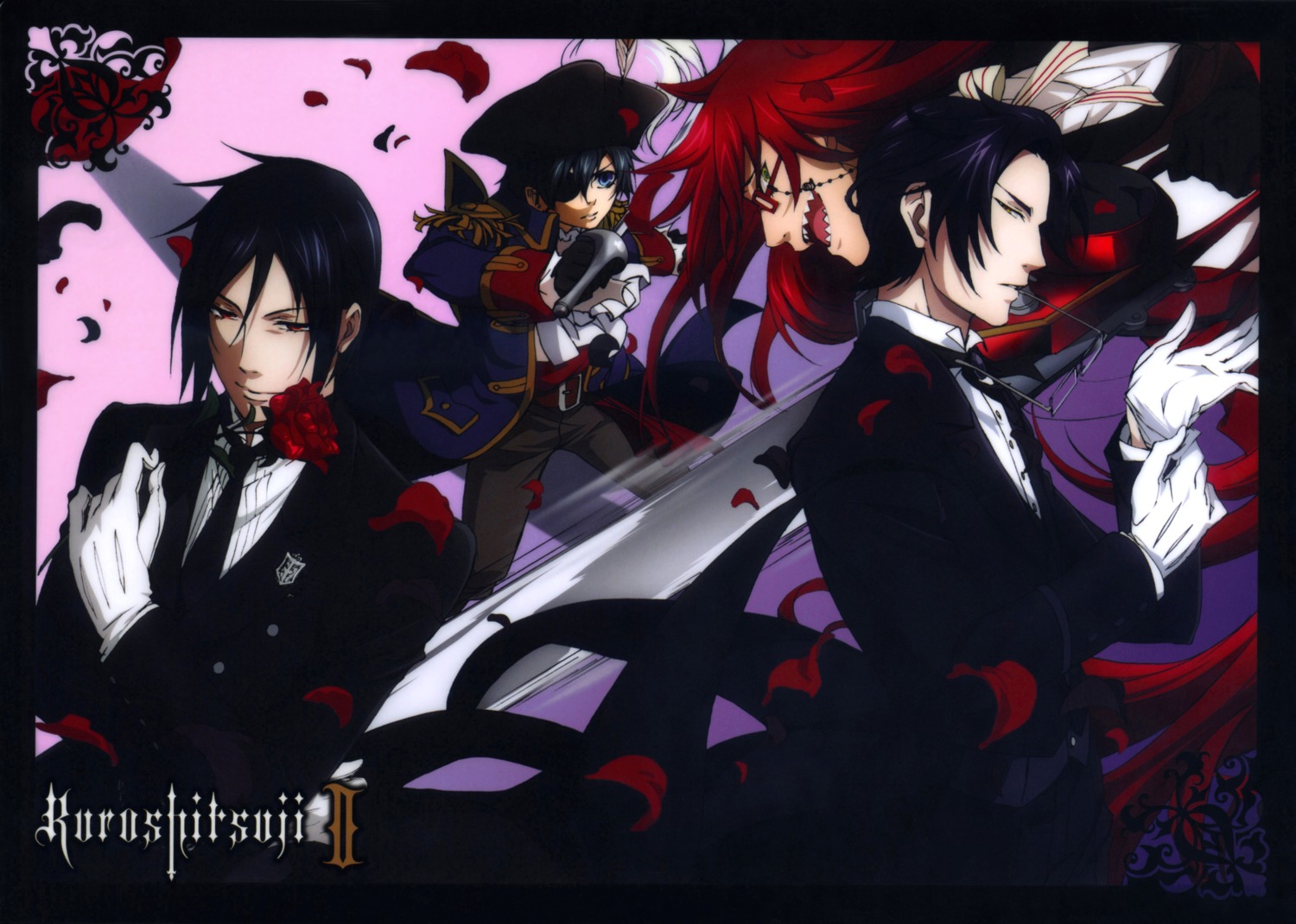 ciel_phantomhive, claude_faustus, eyepatch, grell_sutcliff, kuroshitsuji, male, megane, scanning_resolution