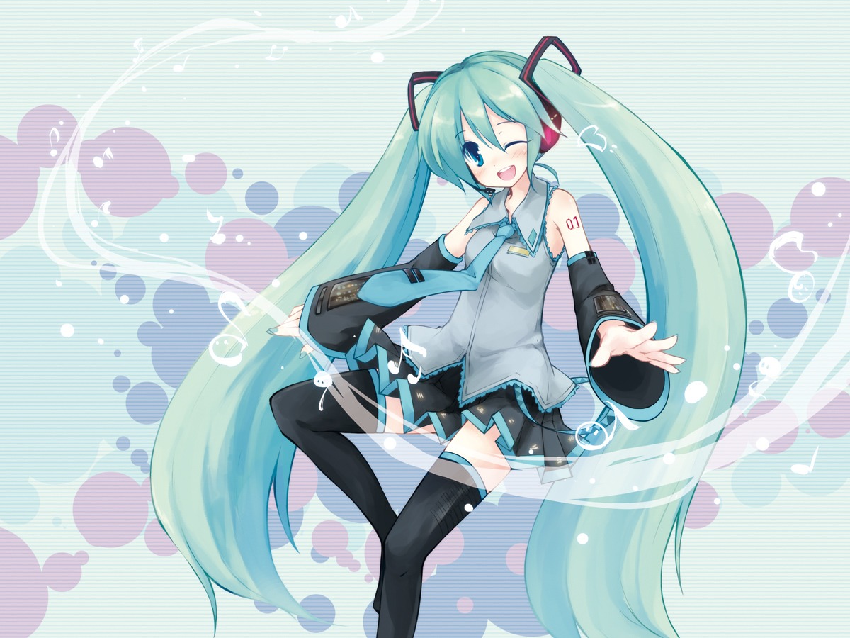hatsune_miku, thighhighs, vocaloid, yukitaro