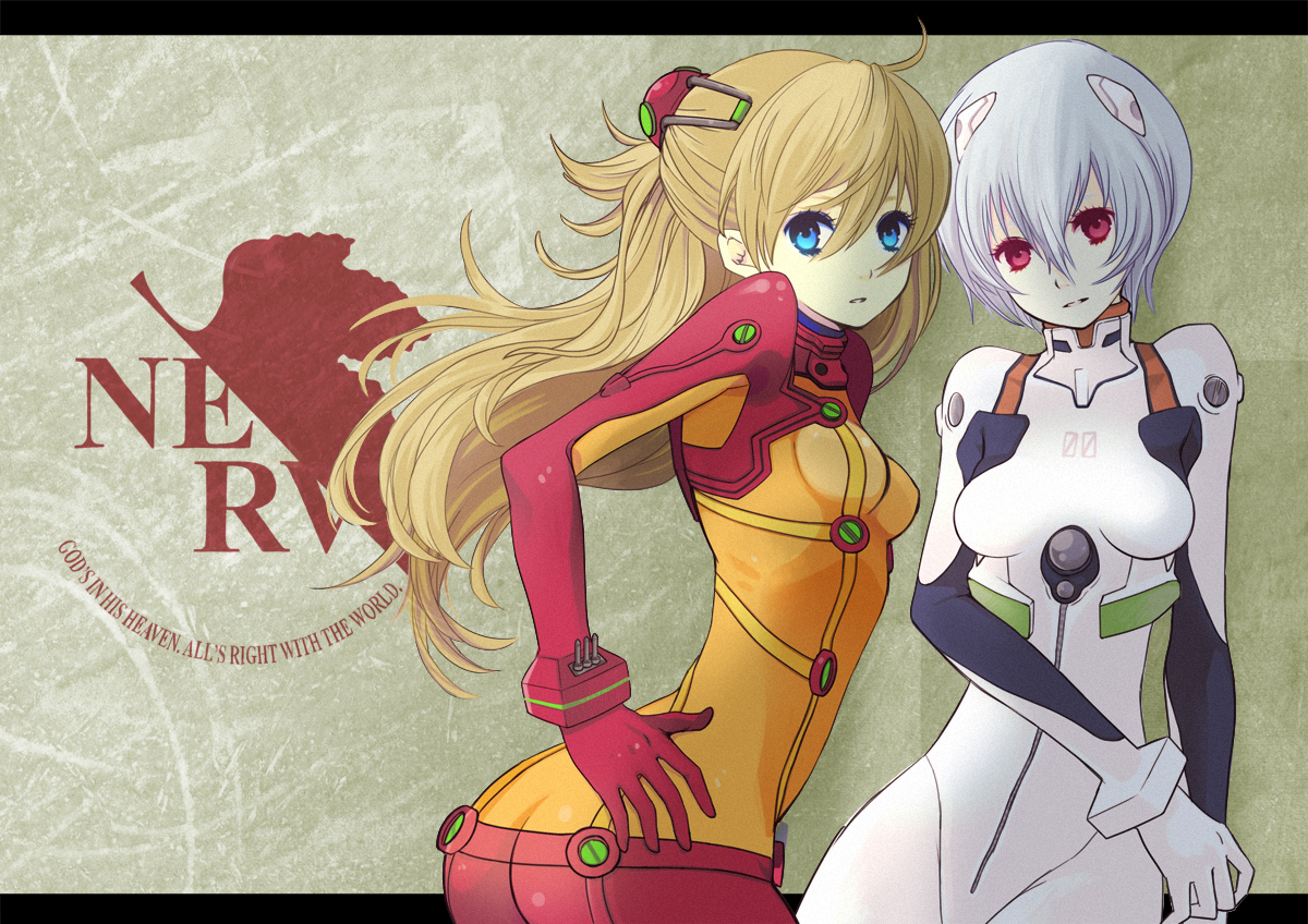 ayanami_rei, bodysuit, neon_genesis_evangelion, souryuu_asuka_langley, wogura