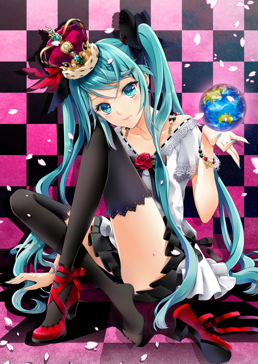 cocoon_(loveririn), hatsune_miku, thighhighs, vocaloid, world_is_mine_(vocaloid)
