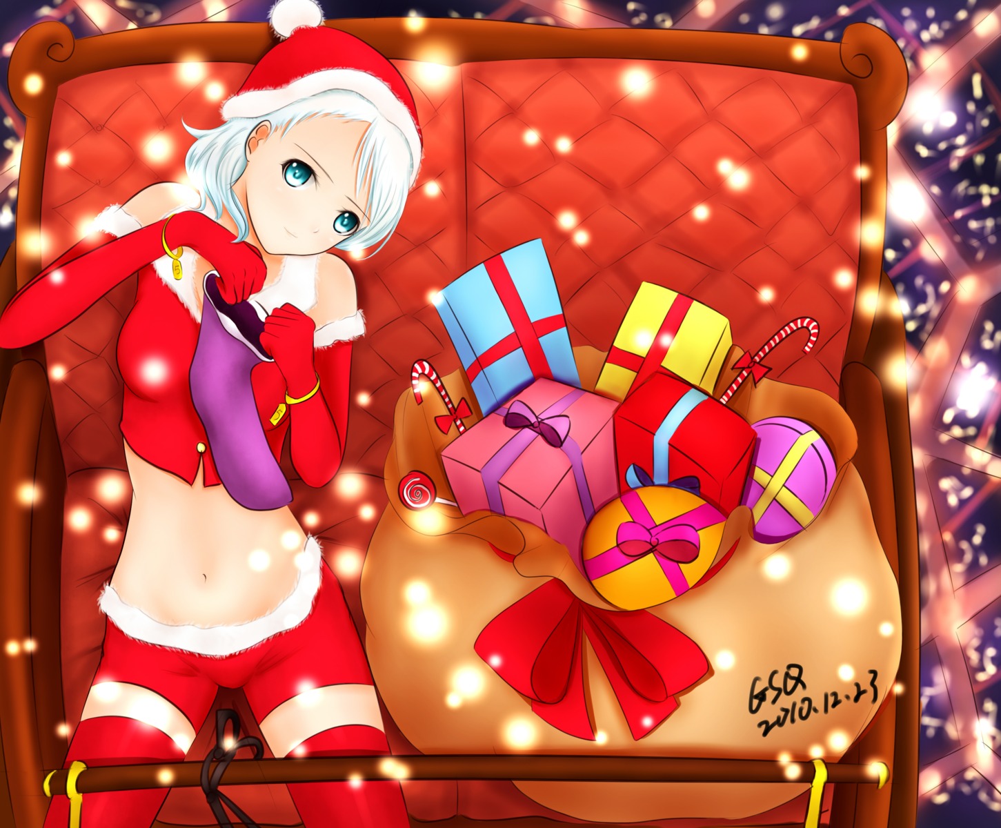 christmas, guogreen, thighhighs