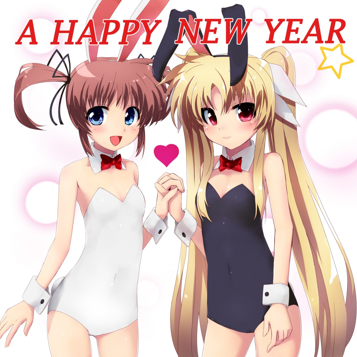 animal_ears, bunny_ears, bunny_girl, fate_testarossa, grune_(artist), mahou_shoujo_lyrical_nanoha, takamachi_nanoha