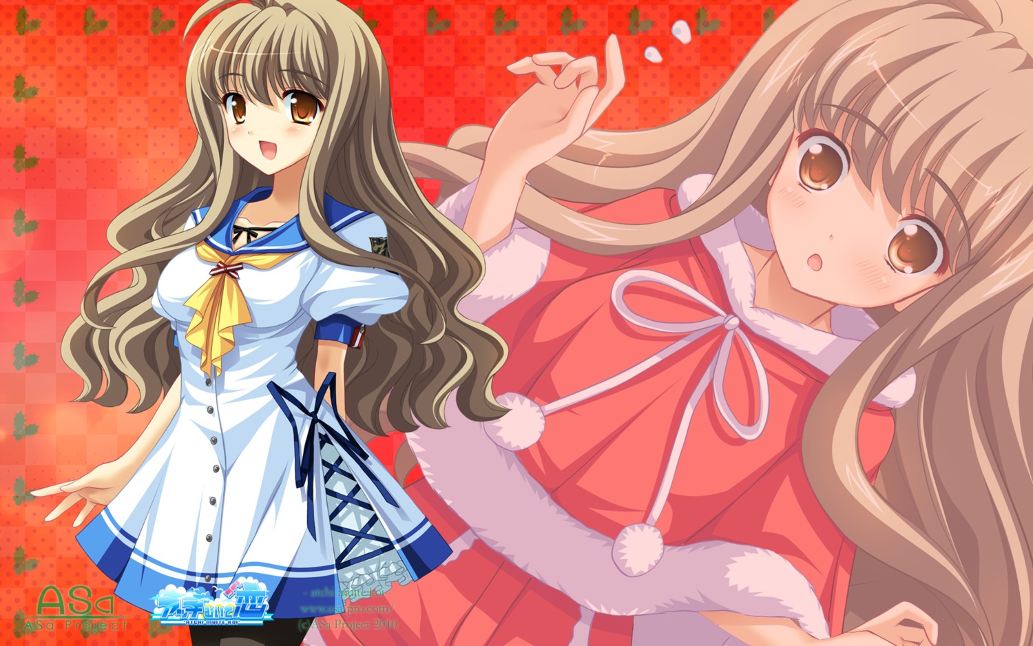 asa_project, atchi_muite_koi, christmas, seifuku, wallpaper, yuunagi_seshina