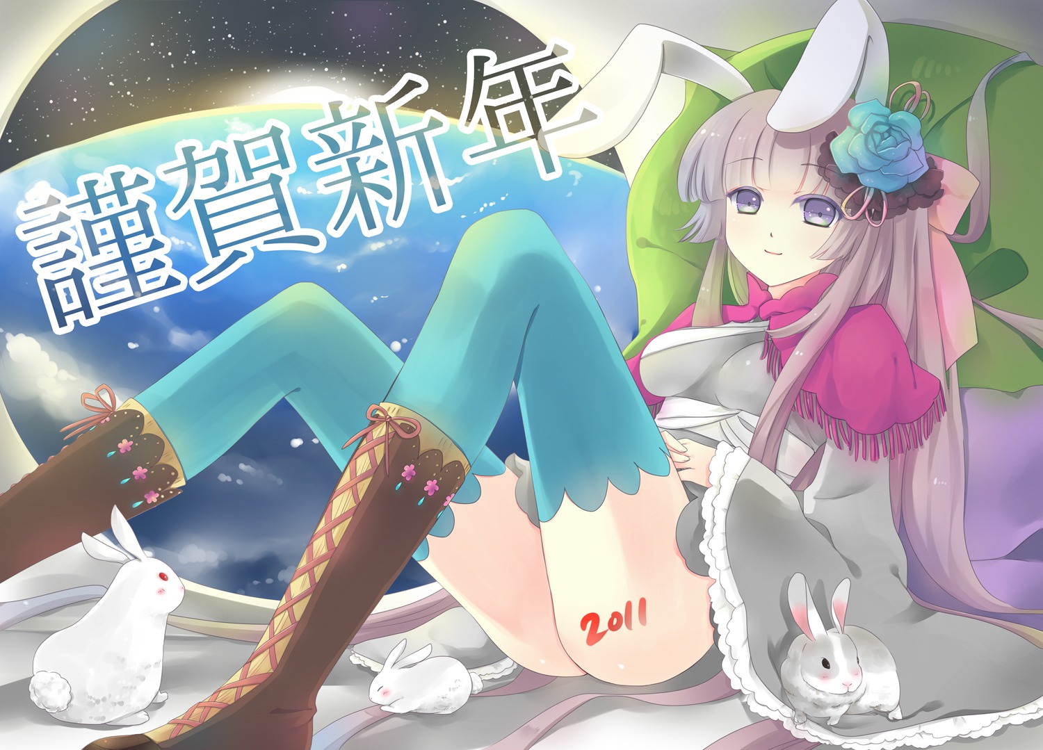akara, animal_ears, bunny_ears, thighhighs