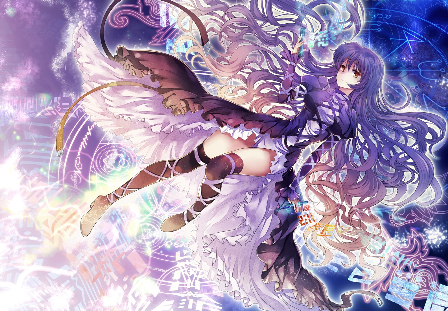 dress, hijiri_byakuren, jpeg_artifacts, pico_(artist), thighhighs, touhou