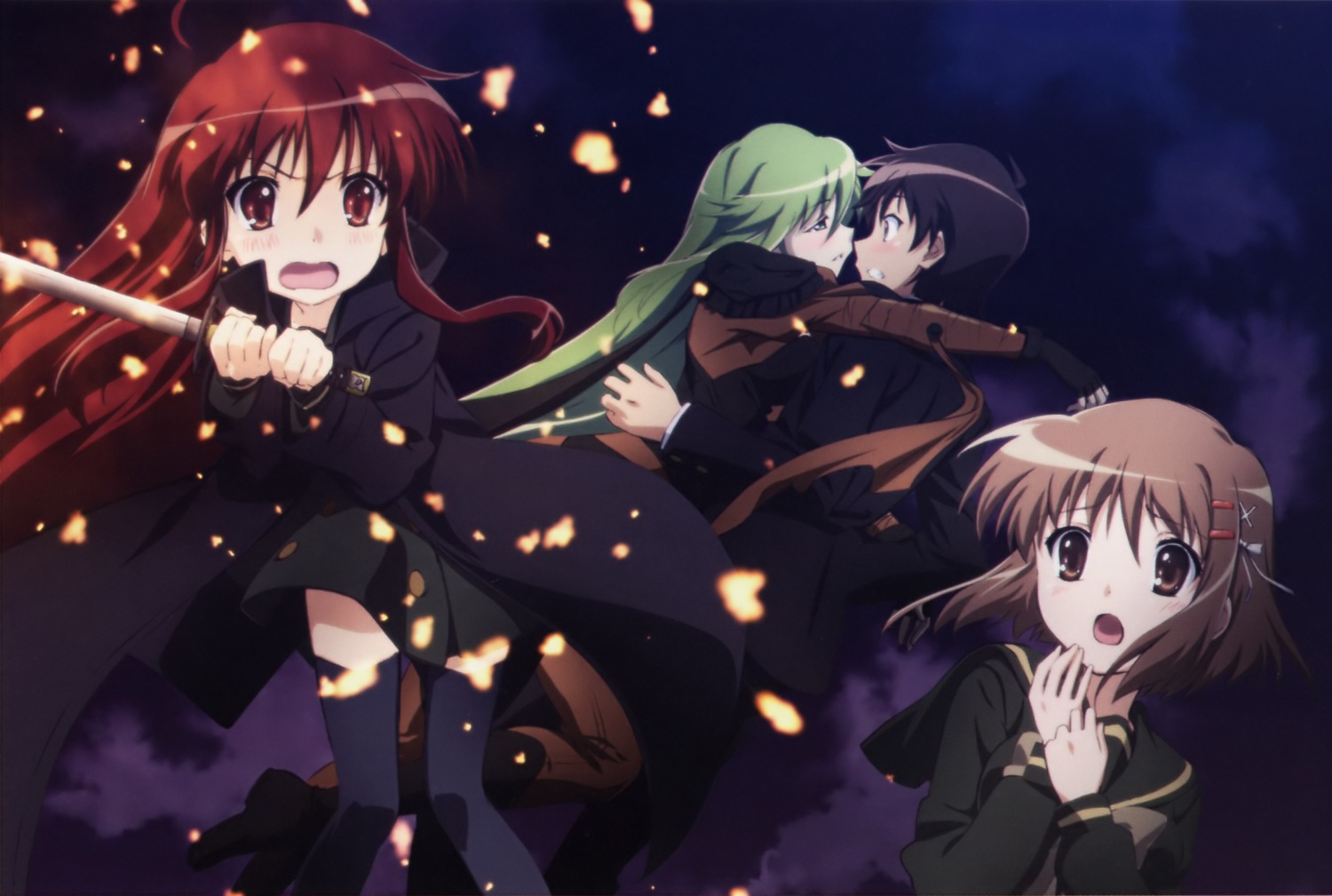 hasegawa_shinya, pheles, sakai_yuuji, seifuku, shakugan_no_shana, shana, thighhighs, yoshida_kazumi