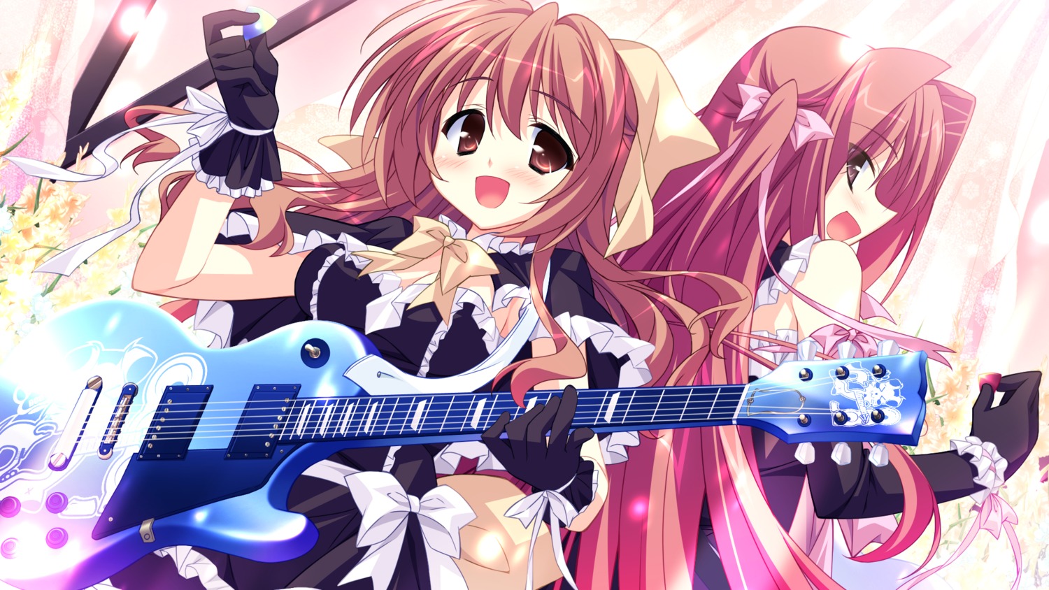 dress, game_cg, guitar, hinata_mutsuki, matsuoka_kanade, natsume_otona, skyfish, yotsuiro_passionato!