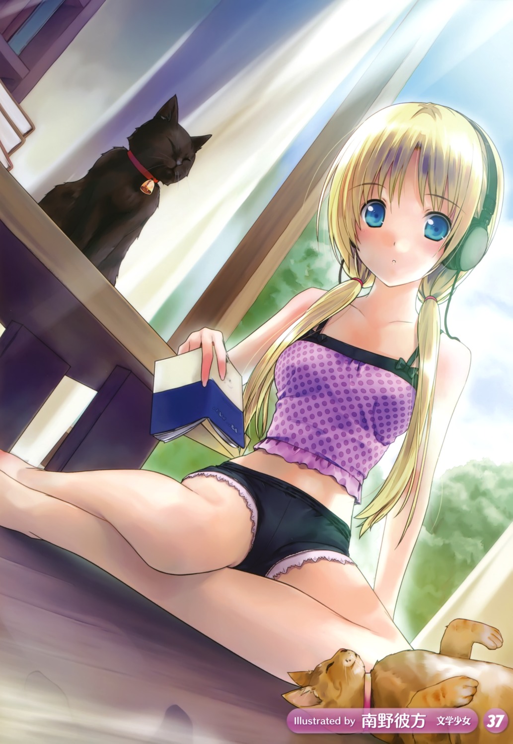 headphones, minamino_kanata, neko