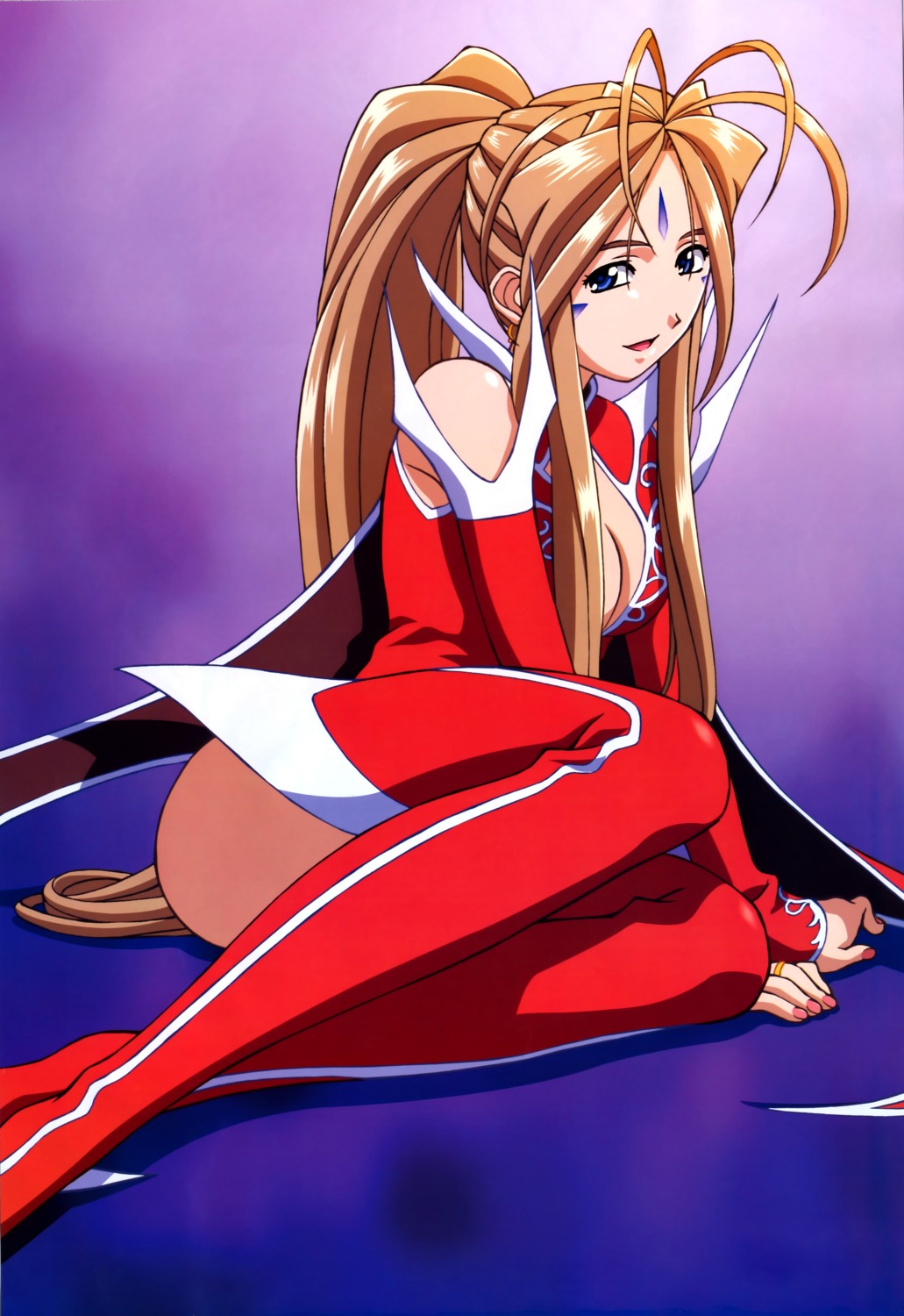 ah_my_goddess, belldandy, cleavage, detexted, leotard, saitou_masakazu, thighhighs
