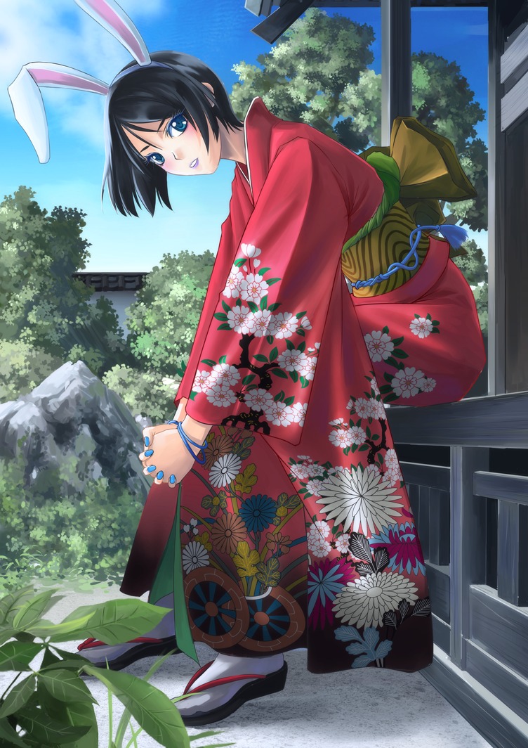 animal_ears, bunny_ears, kimono, yamagami_mozuku