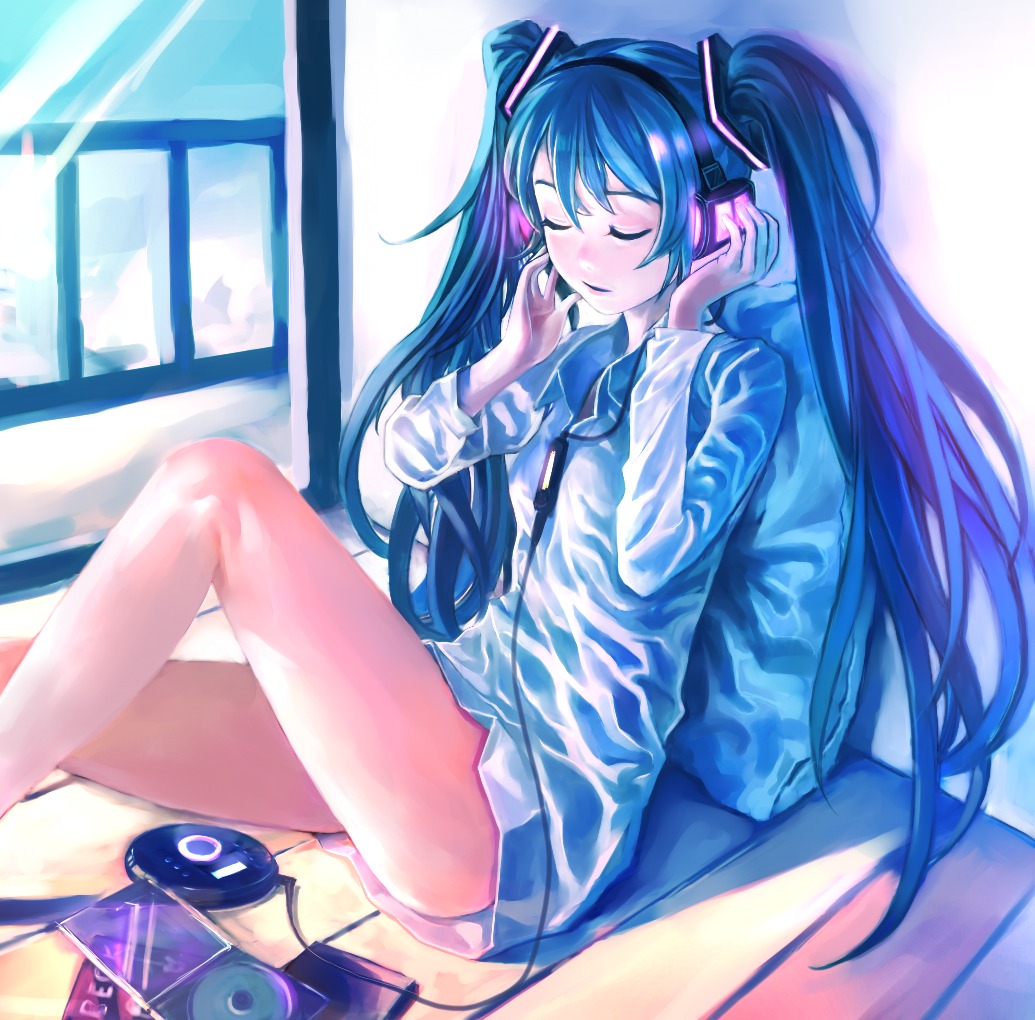 dress_shirt, hatsune_miku, headphones, vocaloid, zrero