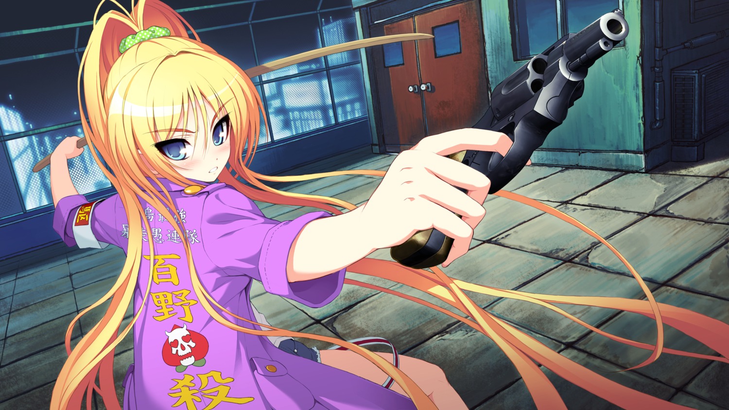 axanael, game_cg, gun, japanese_clothes, nitroplus, sakura_(axanael), sword, tsuji_santa