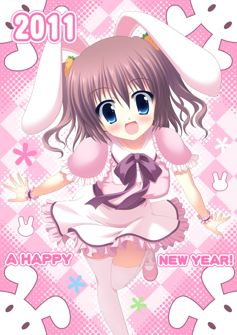 animal_ears, bunny_ears, dress, hinata_keiichi, thighhighs