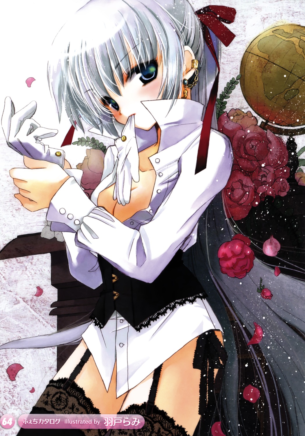 cleavage, open_shirt, rami, stockings, thighhighs