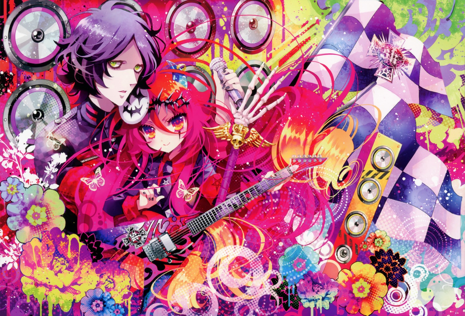 guitar, horns, naki_ringo, two_lovers
