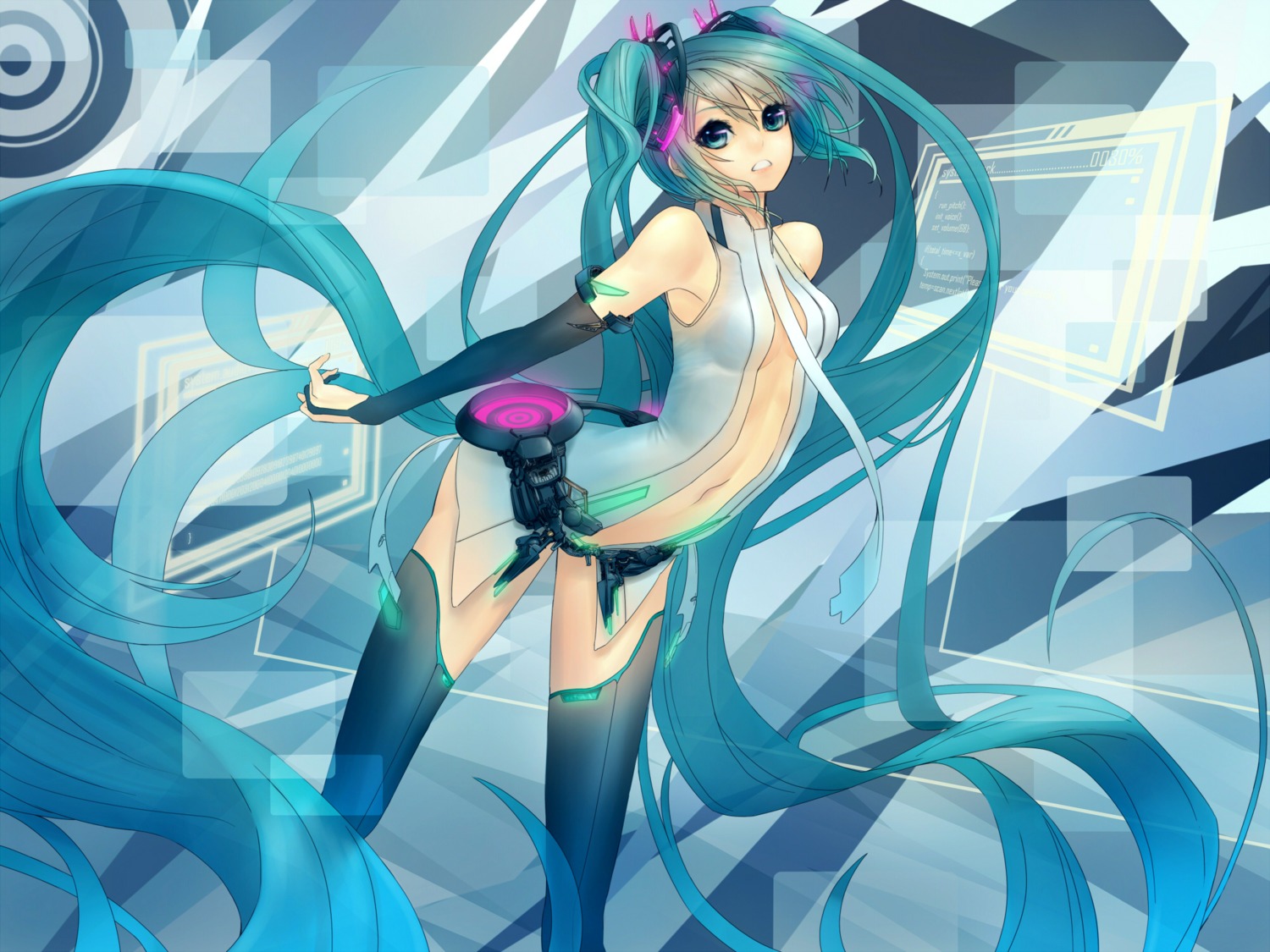 hatsune_miku, miku_append, minevi, thighhighs, vocaloid, vocaloid_append