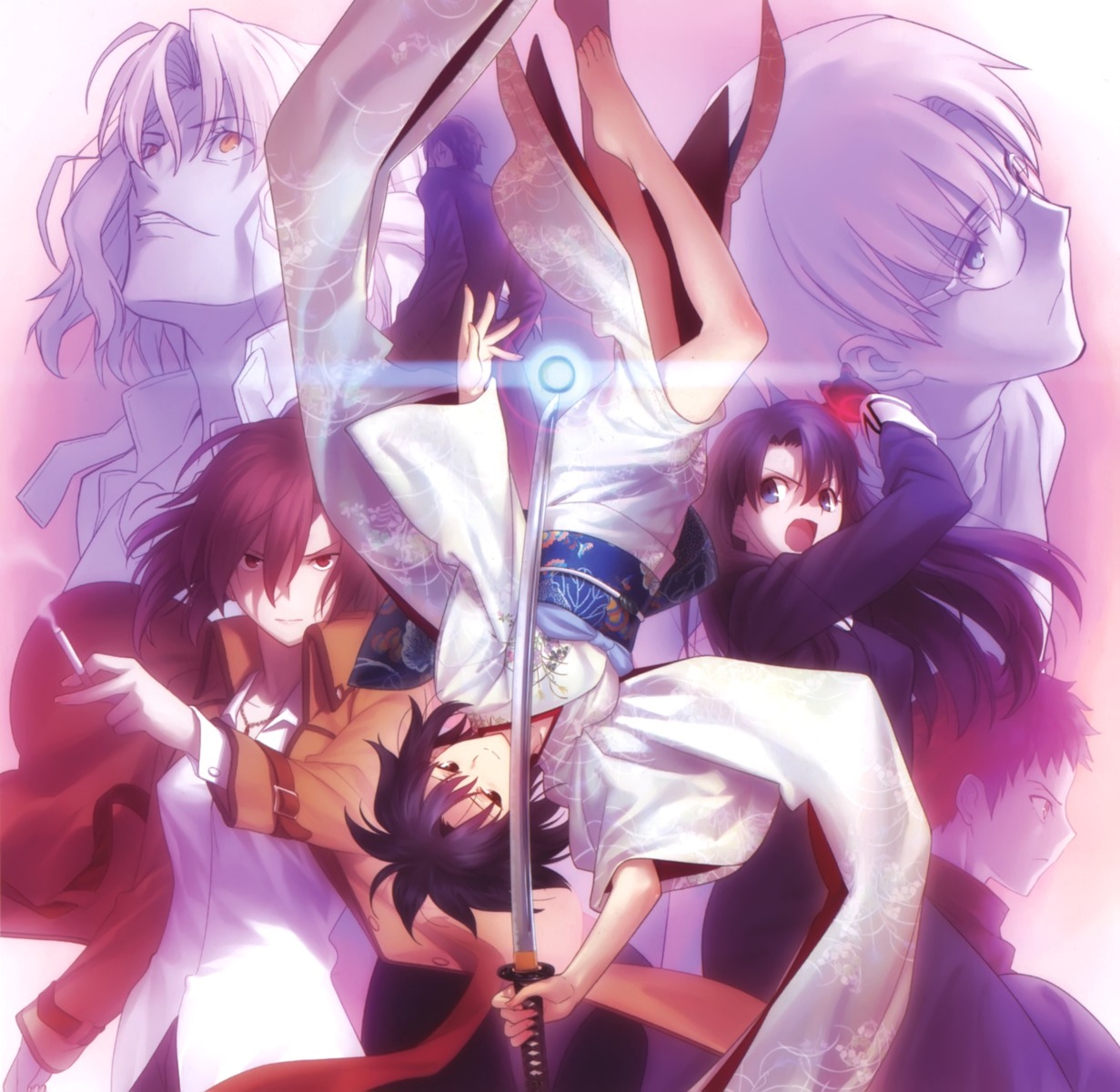 aozaki_touko, kara_no_kyoukai, kimono, kokutou_azaka, kokutou_mikiya, ryougi_shiki, sword, takeuchi_takashi