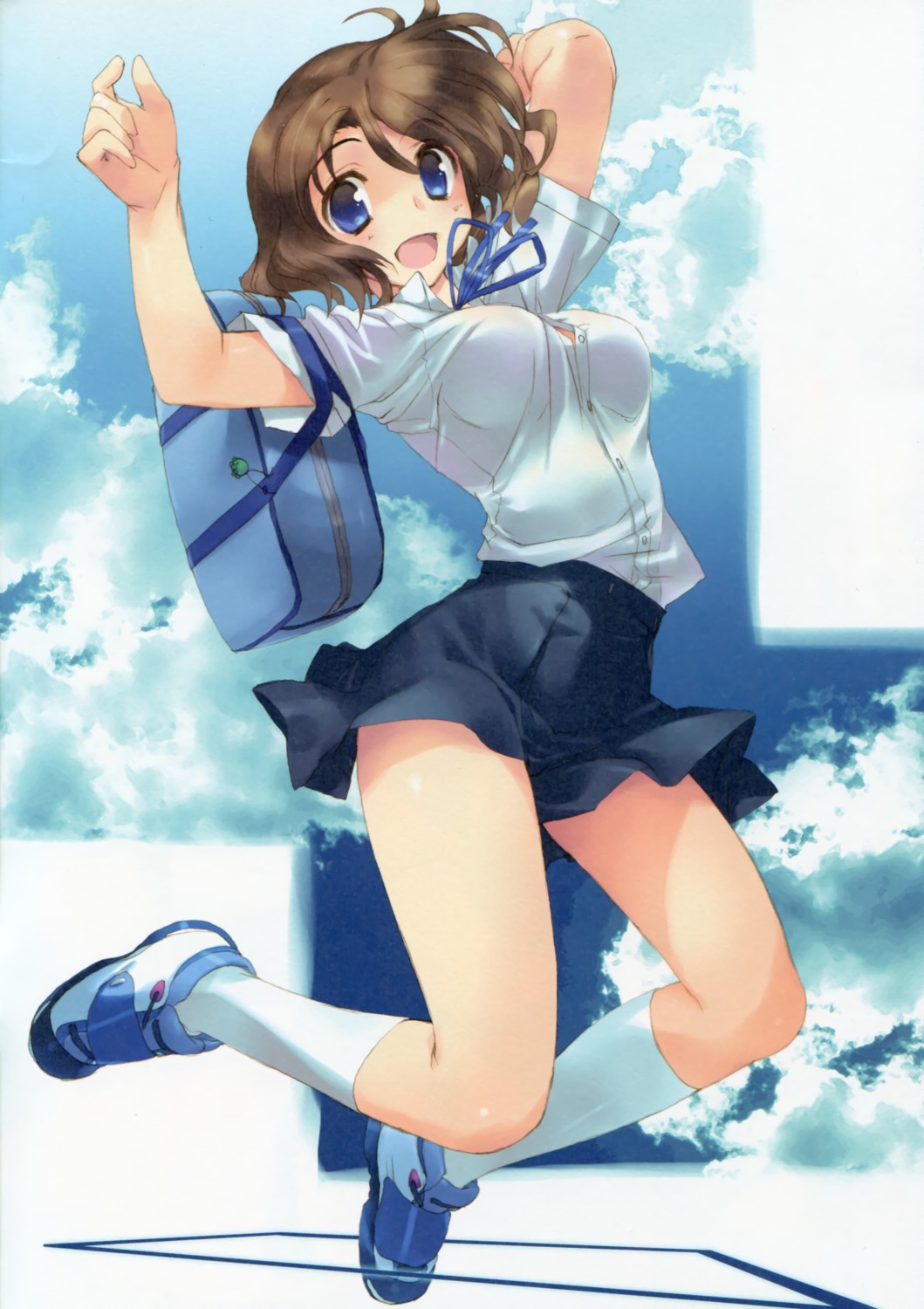 amaduyu_tatsuki, blazer_one, paper_texture, seifuku