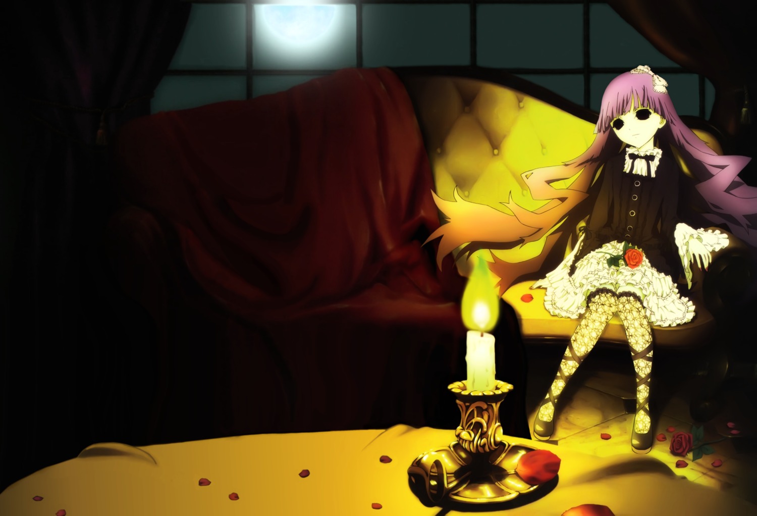 dress, gothic_lolita, kirishiki_sunako, lolita_fashion, shiki, thighhighs