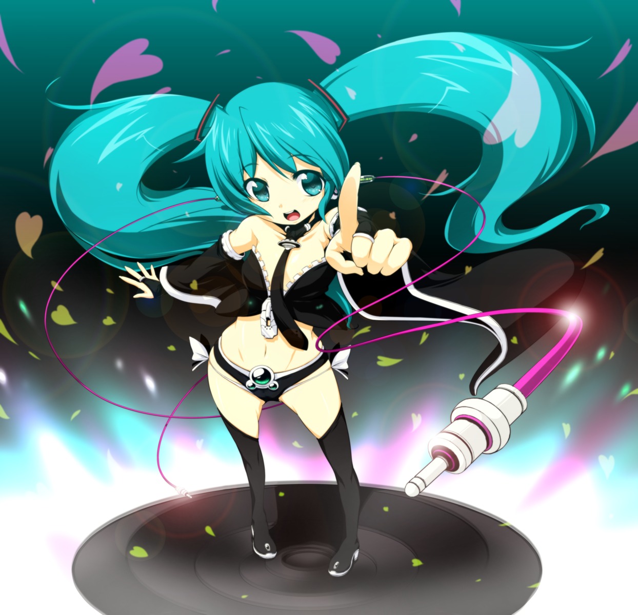 hatsune_miku, onija_tarou, thighhighs, vocaloid