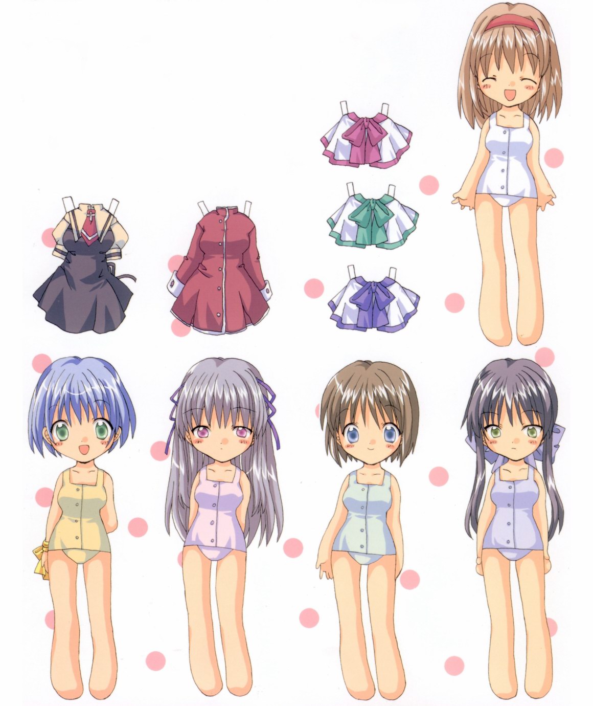 air, chibi, crossover, kanon, kawasumi_mai, kirishima_kano, misaka_shiori, pantsu