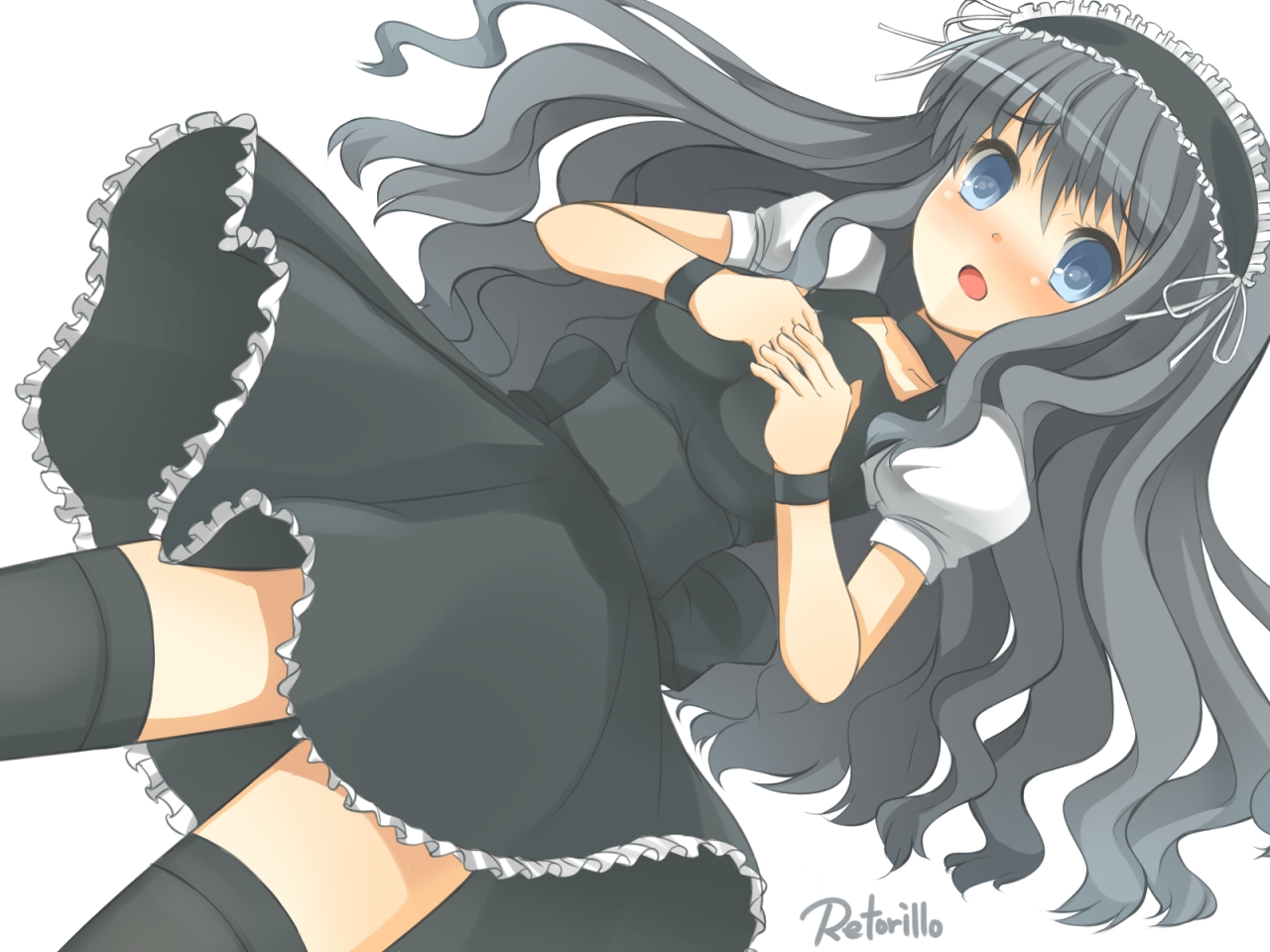 maid, retoriro, signa, thighhighs, wallpaper