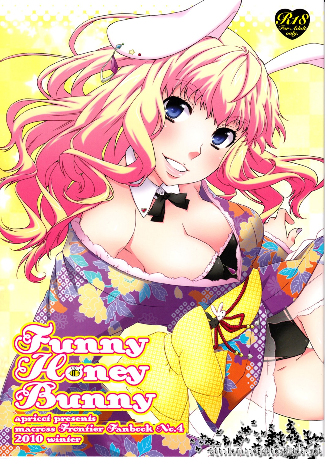 animal_ears, apricot_(circle), bunny_ears, bunny_girl, cleavage, kimono, macross, macross_frontier, sheryl_nome, watermark