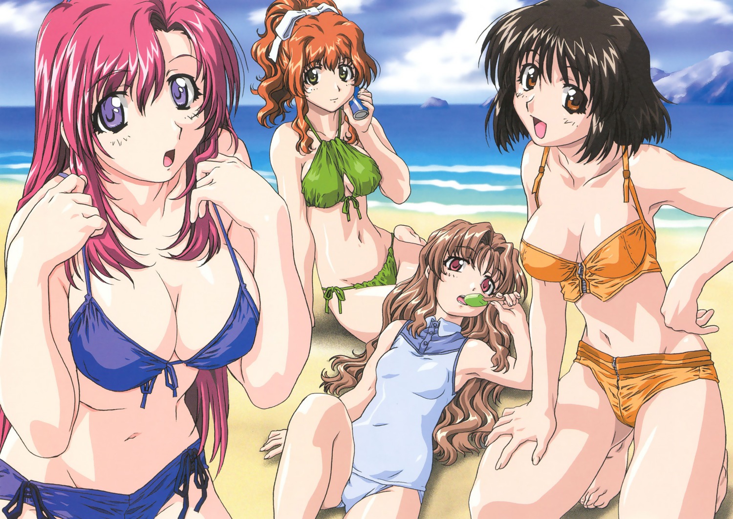 bikini, herikawa_koishi, kazami_mizuho, misumi_kaede, morino_ichigo, onegai_teacher, swimsuits