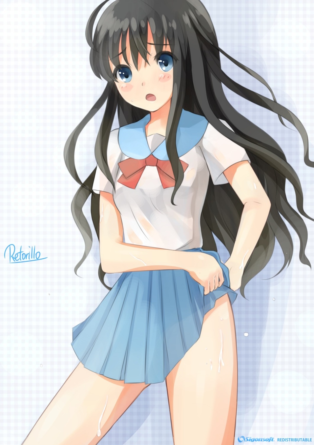 retoriro, seifuku, signa, wet_clothes
