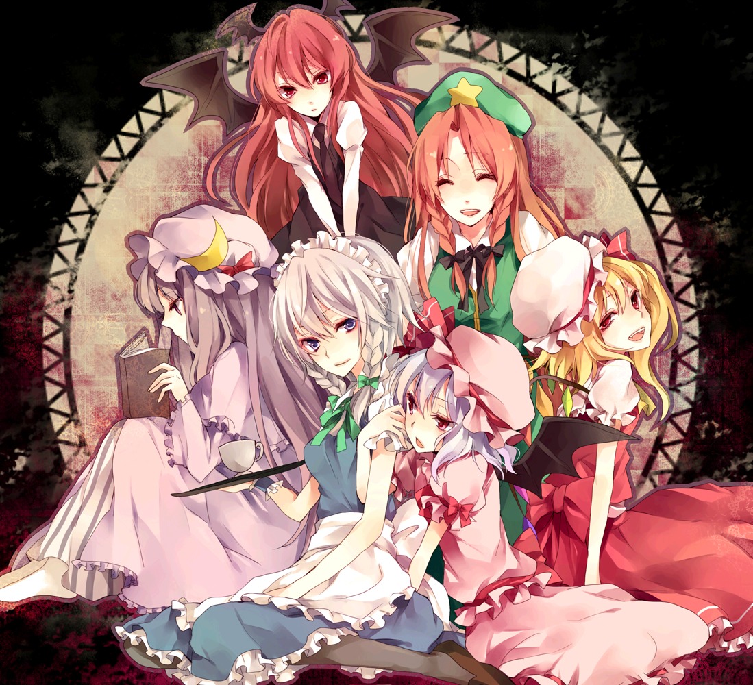 flandre_scarlet, hong_meiling, izayoi_sakuya, koakuma, maid, patchouli_knowledge, remilia_scarlet, touhou