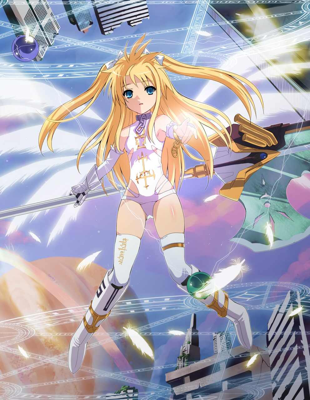 alicia_testarossa, koyama_tomosato, mahou_shoujo_lyrical_nanoha, thighhighs, wings