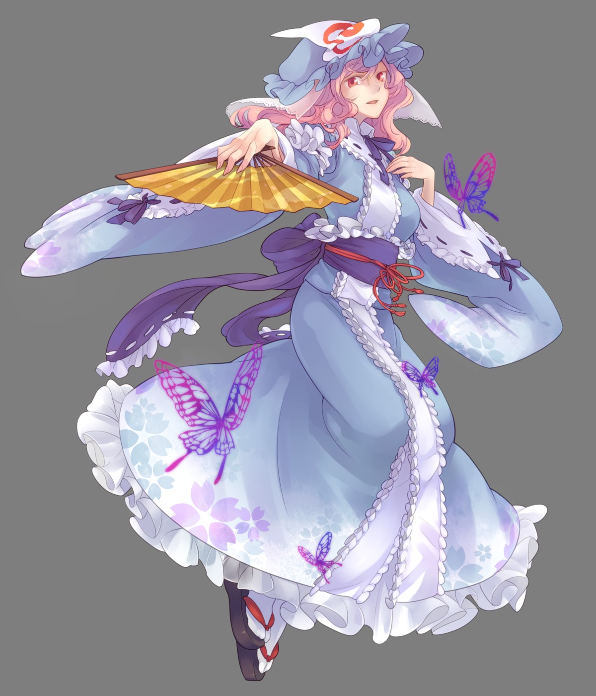 japanese_clothes, nakatani, saigyouji_yuyuko, touhou, transparent_png