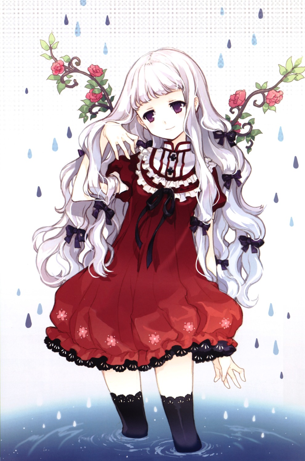dress, screening, tearfish, thighhighs, winter_forest