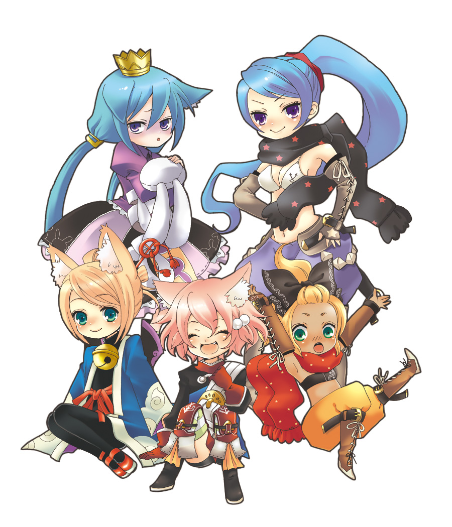 7th_dragon, chibi, hoshino, knight_(7th_dragon), princess_(7th_dragon), rogue_(7th_dragon), samurai_(7th_dragon)