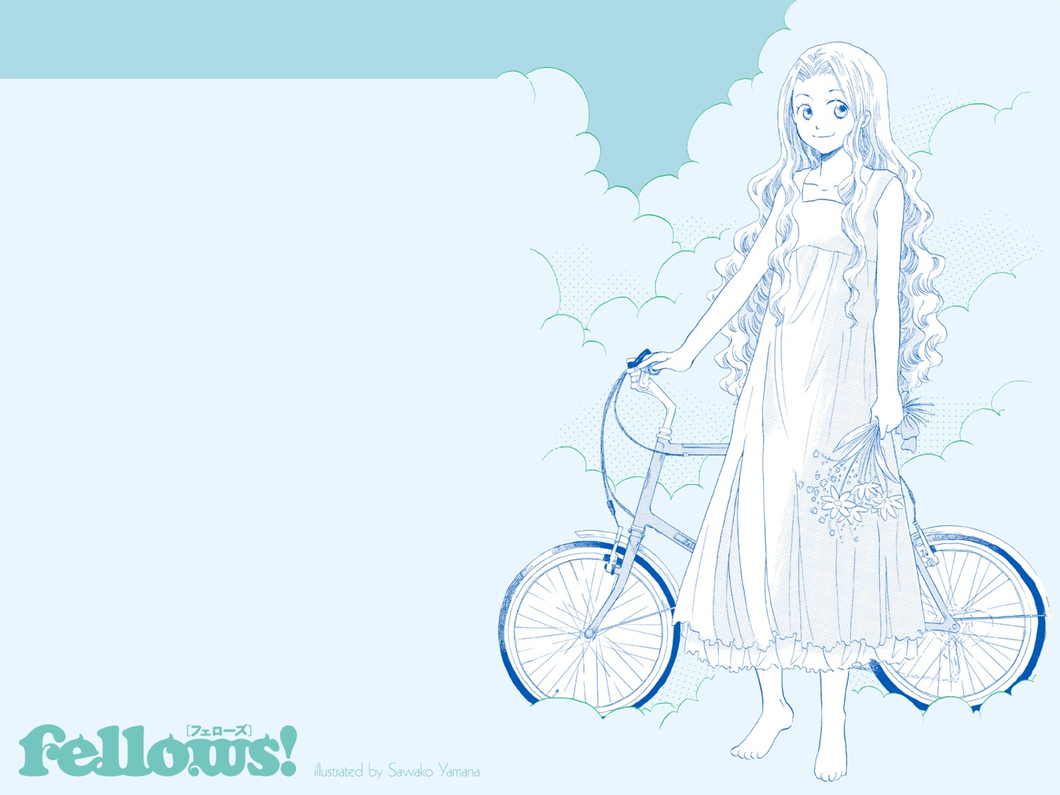 dress, fellows!, monochrome, wallpaper, yamana_sawako