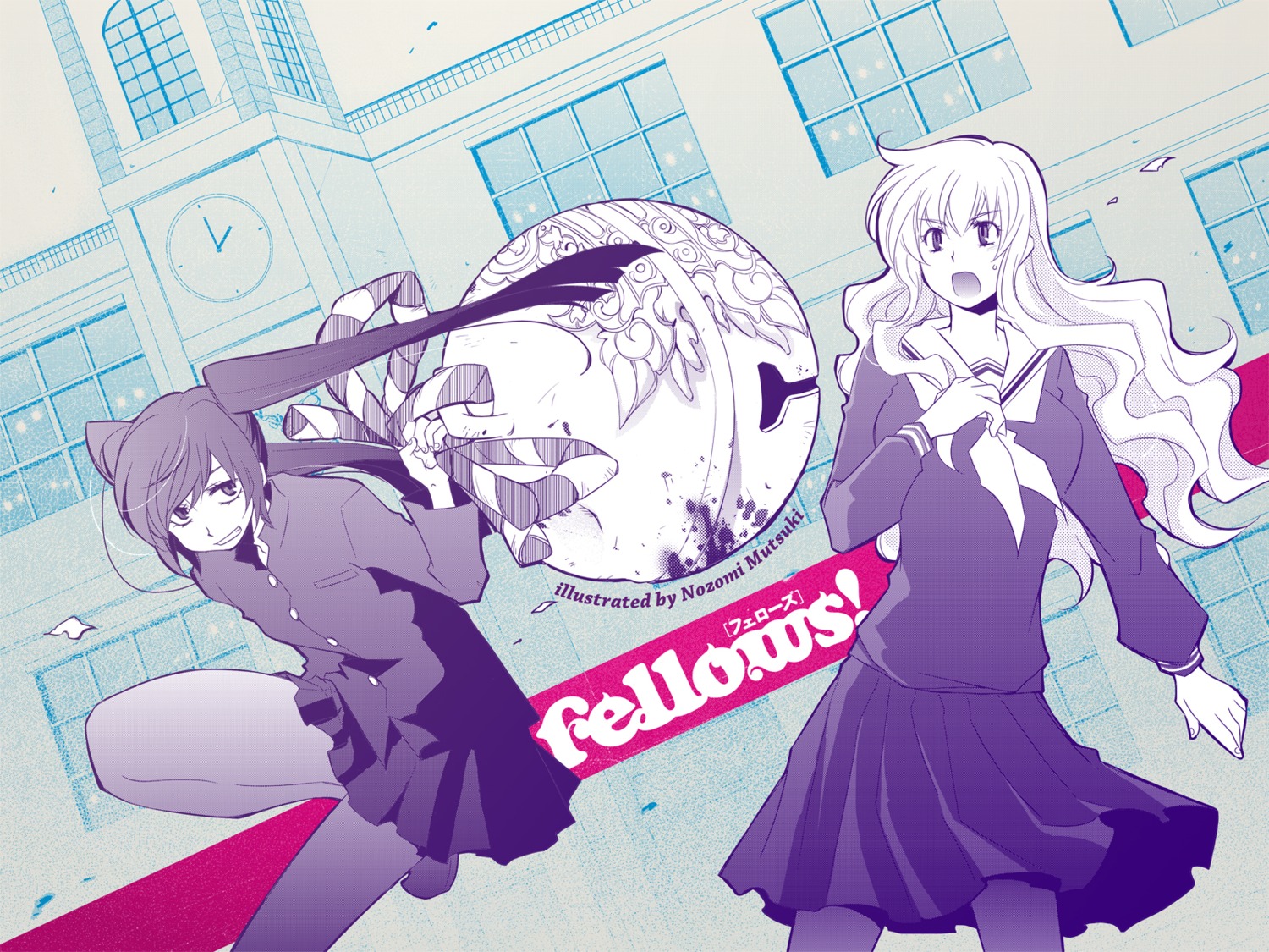 fellows!, monochrome, mutsuki_nozomi, seifuku, wallpaper