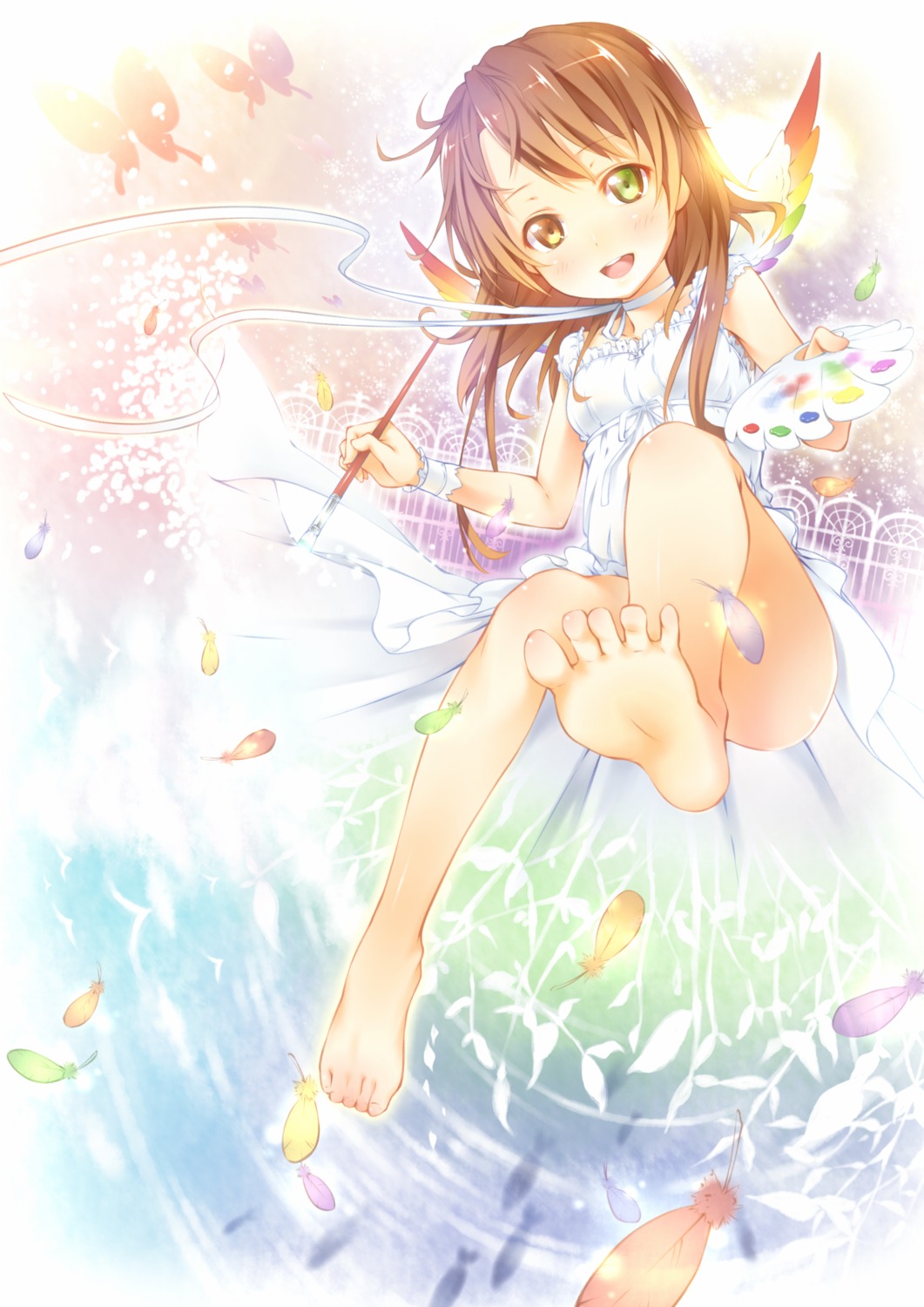 dress, feet, heterochromia, kazuma_(kazumav), oekaki_musume, summer_dress