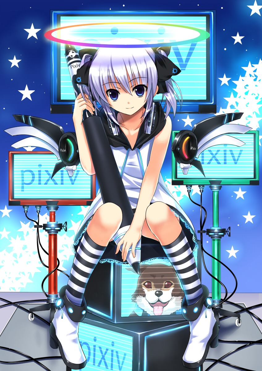 headphones, koi, pixiv-tan