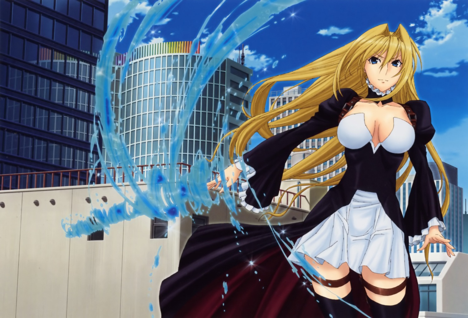 cleavage, overfiltered, sekirei, thighhighs, tsukiumi