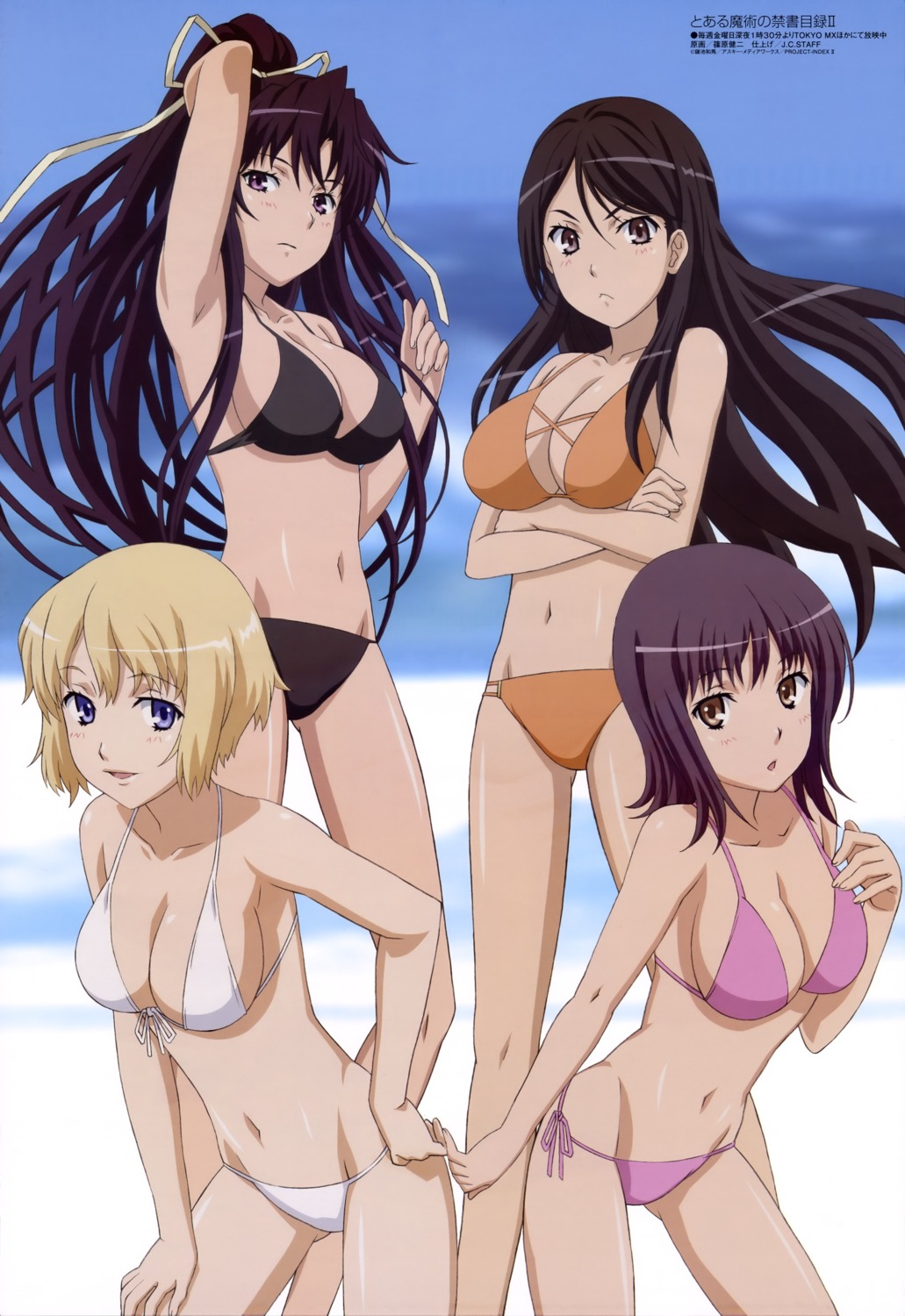 bikini, cleavage, fukiyose_seiri, itsuwa, kanzaki_kaori, orsola_aquinas, shinohara_kenji, swimsuits, toaru_majutsu_no_index