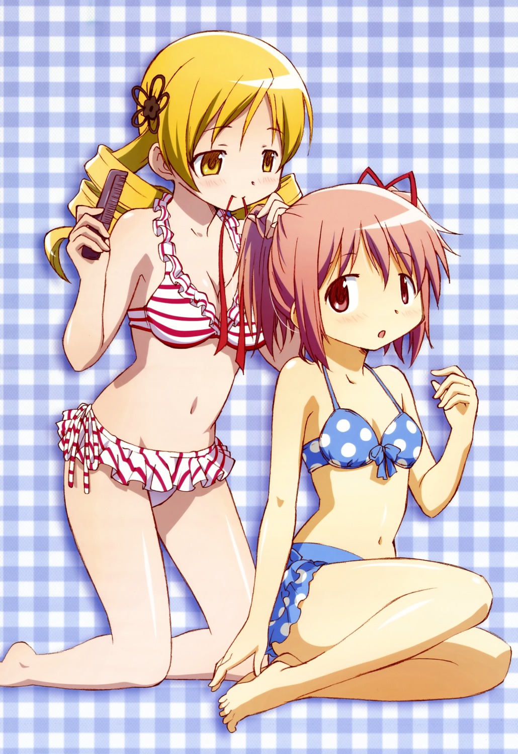 bikini, kaname_madoka, mahou_shoujo_madoka_magica, shiotsuki_kazuya, swimsuits, tomoe_mami