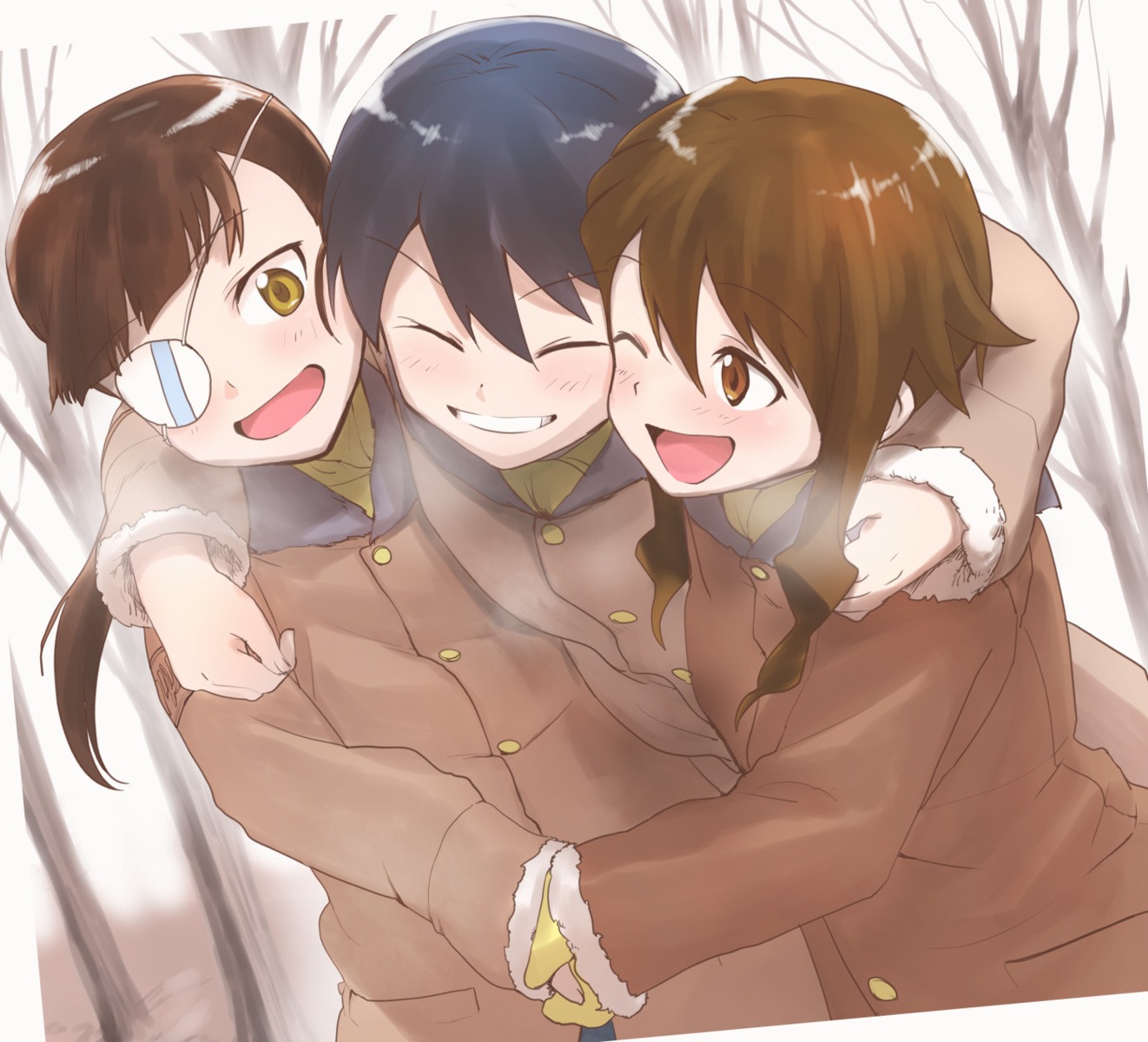 aoba_(smartbeat), eyepatch, sakamoto_mio, strike_witches, takei_junko, wakamoto_tetsuko